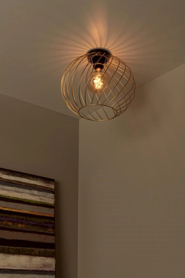 Lucide DANZA - Flush ceiling light - Ø 40 cm - 1xE27 - Matt Gold / Brass - atmosphere 1
